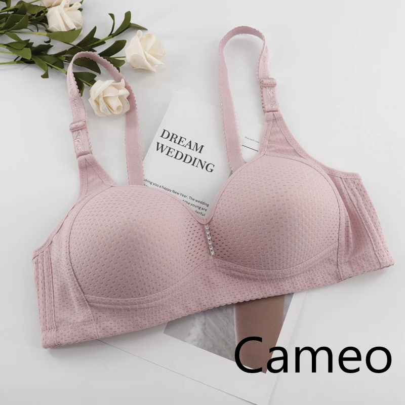 Beauwear Женский мягкий без косточек хлопковый бюстгальтер размера плюс нижнее Белье для сна без косточек бюстгальтеры тонкие чашки Soutien ущелье размера плюс 36B-44C - Цвет: Cameo