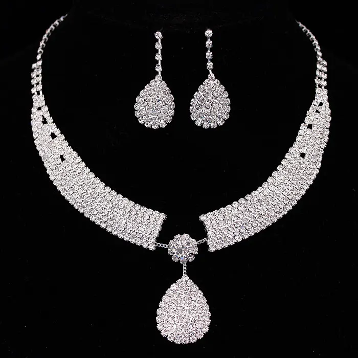 Набор свадебных украшений с австрийским кристаллом эффектные ожерелья и Сережки