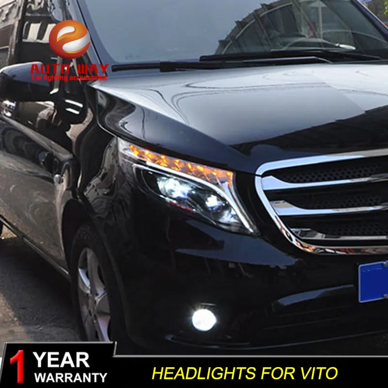Автомобильный Стильный чехол на голову для Benz vito фары для Benz vito светодиодный фонарь DRL Объектив Двойной Луч Биксенон HID