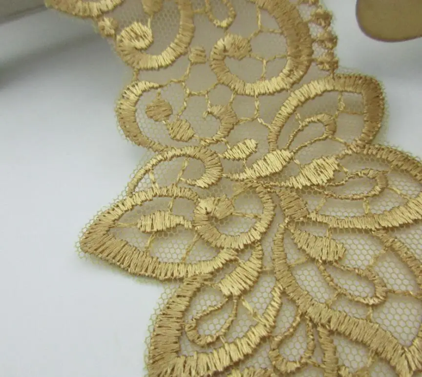 1 метр винтажное Золотое красное свадебное платье вышитая кружевная отделка