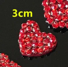 3 CM Любовь красные бусинки нашивки в виде сердца DIY аппликация пришить отделка бисером патч наклейки для одежды DIY аксессуары для одежды - Цвет: 3 CM