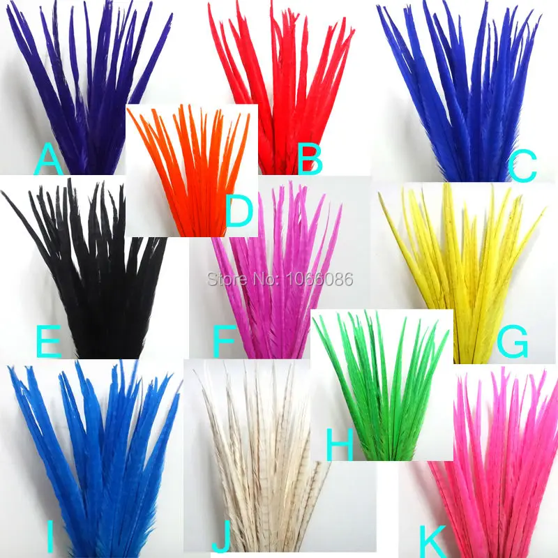 

Free shipping 100pcs 50-55cm 20-22inch color assorted beached dyed ringneck feather tail lady amherst pheasant feathers