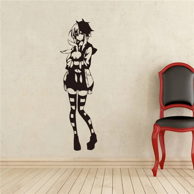 

Free shipping Creative DIY Cute Anime Girl Stockings Wall Decal Vinyl Sticker Decal home decoration wall stickers