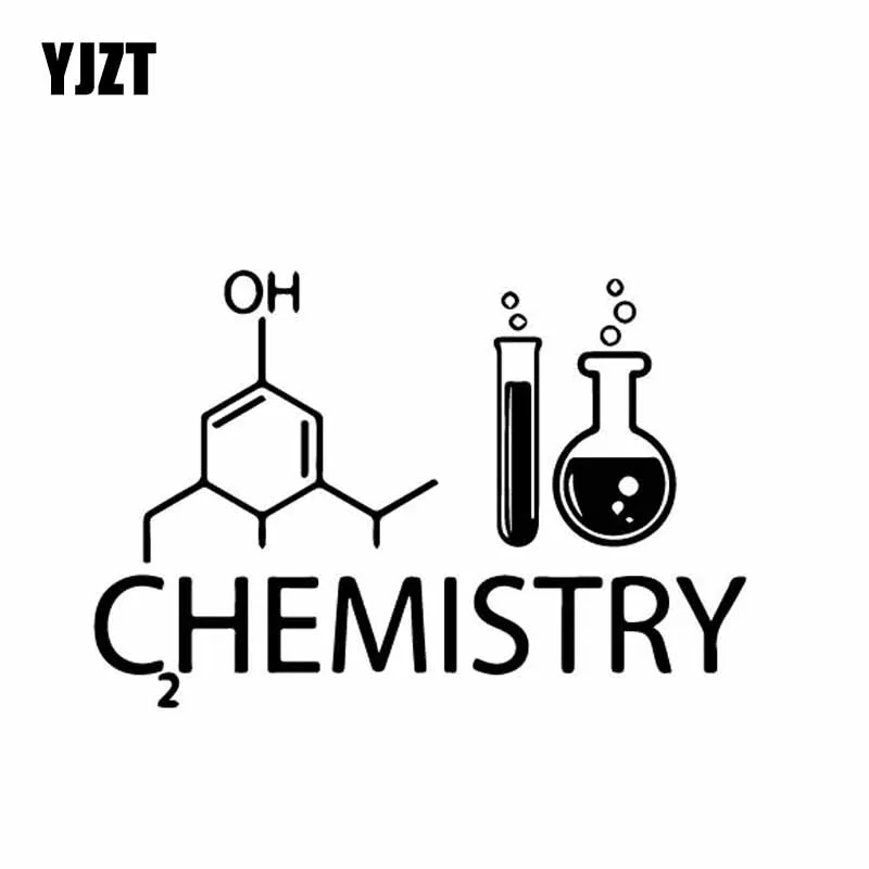 

YJZT 15.7CM*10.6CM Molecules Chemistry Lab Science Art Car Sticker Delicate Black/Silver C27-0277