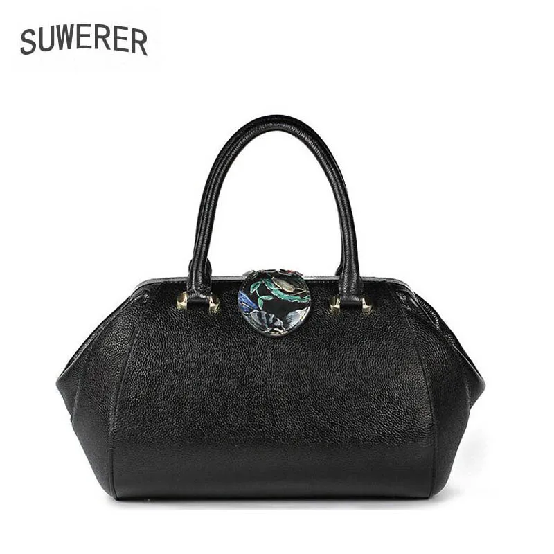 Женская сумка из натуральной кожи с цветочным принтом | Багаж и сумки