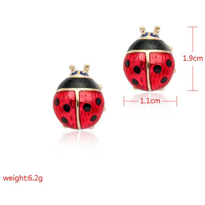 YAOLOGE Cute Enamel Ladybug Stud Earrings Small Red Animal Insect Earring For Women Girls Oil Drip Jewelry pendientes mujer | Украшения и