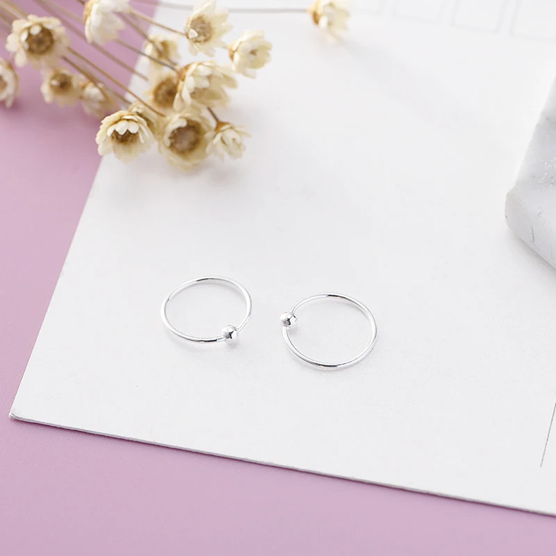 Серьги кольца с шариком из 100% серебра 925 пробы простой петлей для женщин и мужчин