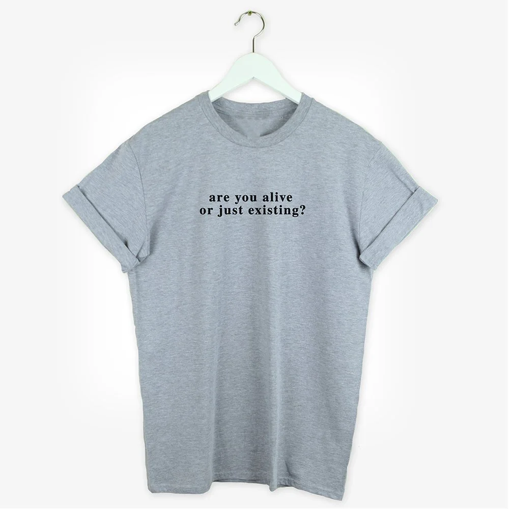 Рубашка женская в стиле гранж философии модная блуза с надписью Are you alive or just