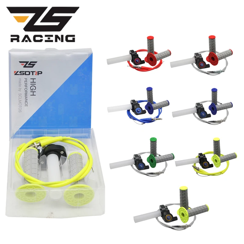 ZS Racing 1/4 визуальные ручки дроссельной заслонки для мотоцикла ручка Газа + кабель