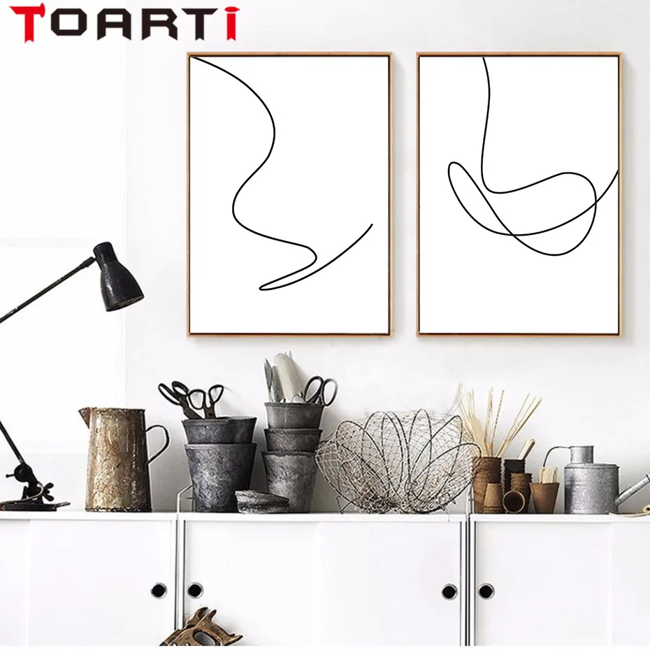 Минималистичная абстрактная креативная линия рисования холст огромная печать