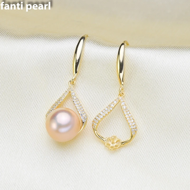 FANTI Real Natural freshwater pearl earring s925 sterling silver ear stud for women jewelry 7-9mm | Украшения и аксессуары