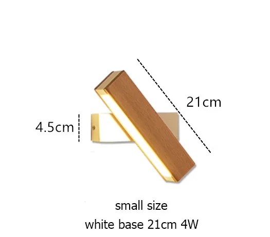whtie 21cm Современный скандинавский светодиодный настенный светильник из цельного дерева, вращающийся настенный светильник для спальни, кабинета, зеркала на переднее крыльцо, коридора, балкона, кровати, настенный светильник из кованого железа - Цвет абажура: whtie 21cm