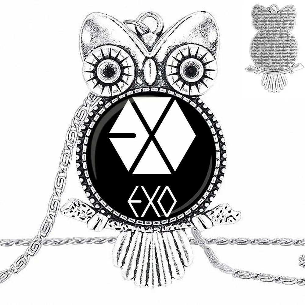 EJ Глянцевая модная звезда EXO бронзовый цвет стеклянный кабошон с кулоном в форме