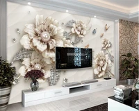 beibehang interior three dimensional exquisite luxury three dimensional jewelry flowers tv background papel de parede wallpaper