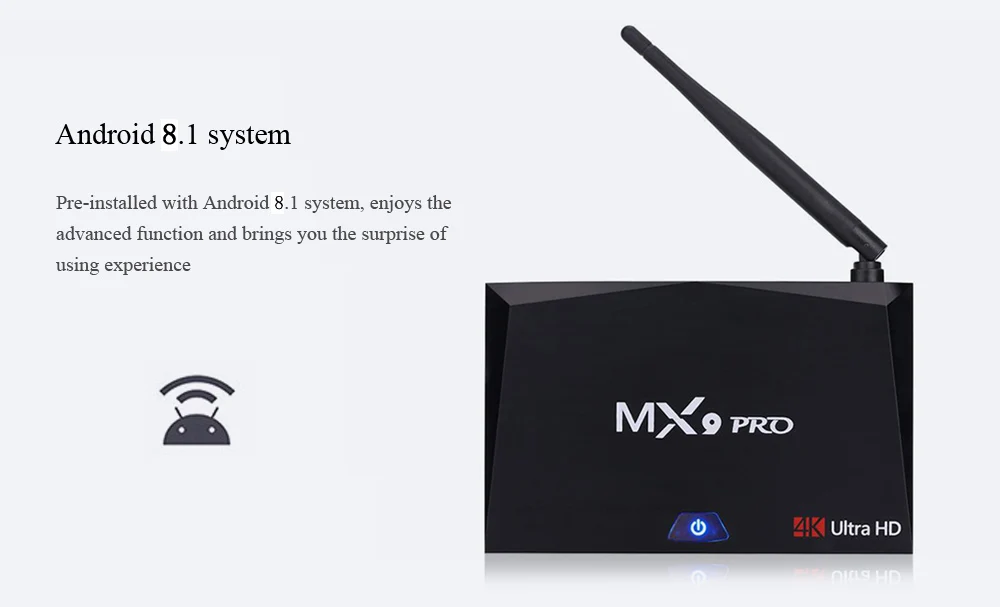 MX9 Pro 4 ГБ ОЗУ 32 Гб ПЗУ Android 8,1 ТВ приставка RK3328 четырехъядерный WiFi Bluetooth USB 3,0 медиаплеер H.265 4K HD Смарт-приставка