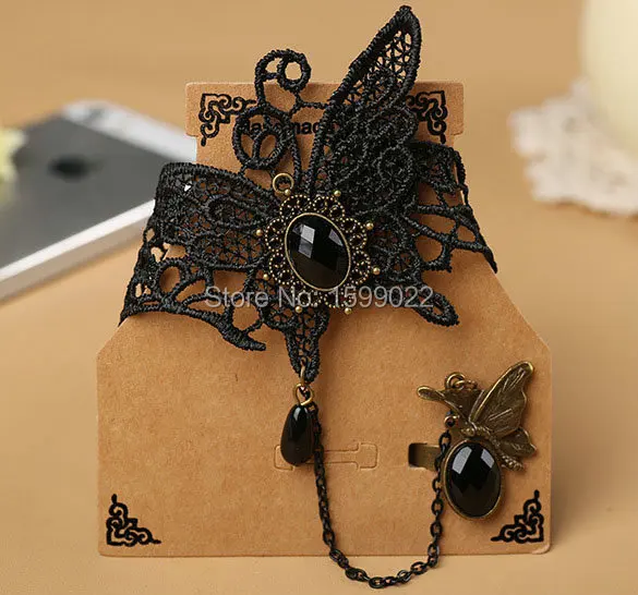 Элегантные черные кружевные браслеты с бабочками для женщин Молодежные