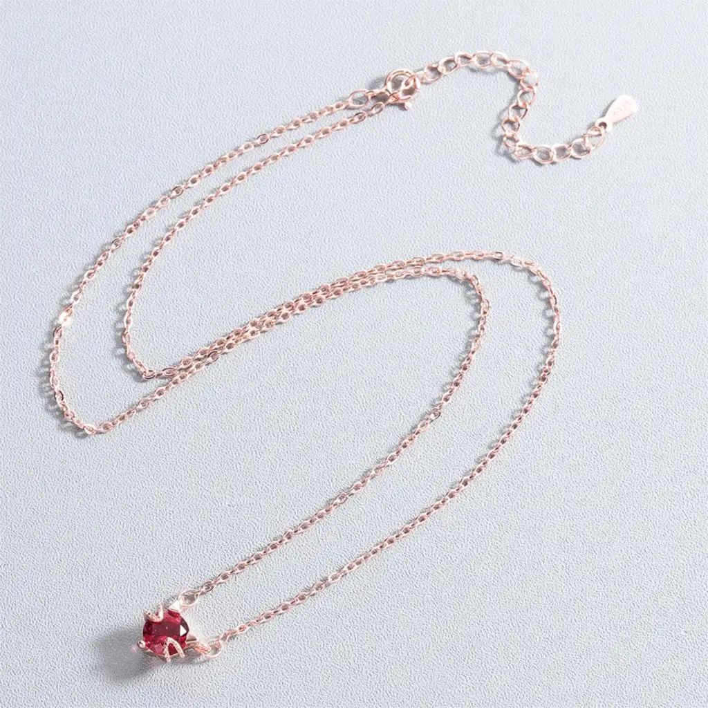 Ожерелье QIMING в виде кошки с красными кристаллами маленькая цепочка из розового