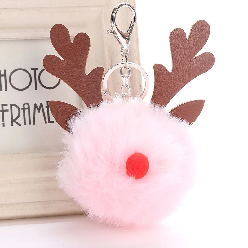 1 шт. пушистый брелок для ключей &quotОлень&quot из искусственного кроличьего меха