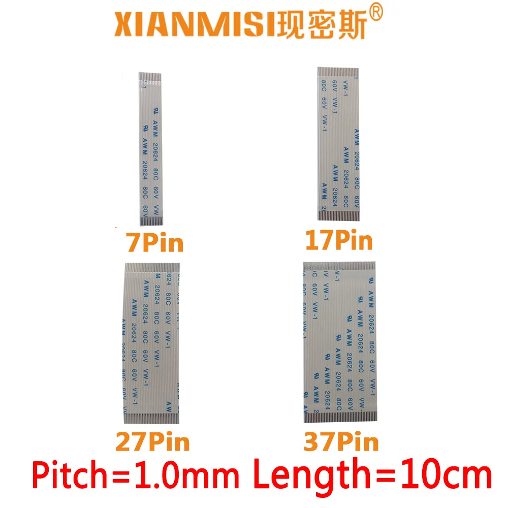 FFC/FPC плоский гибкий ленточный кабель 7 контактов 17 27 37 одинаковая сторона 1 0 мм Шаг