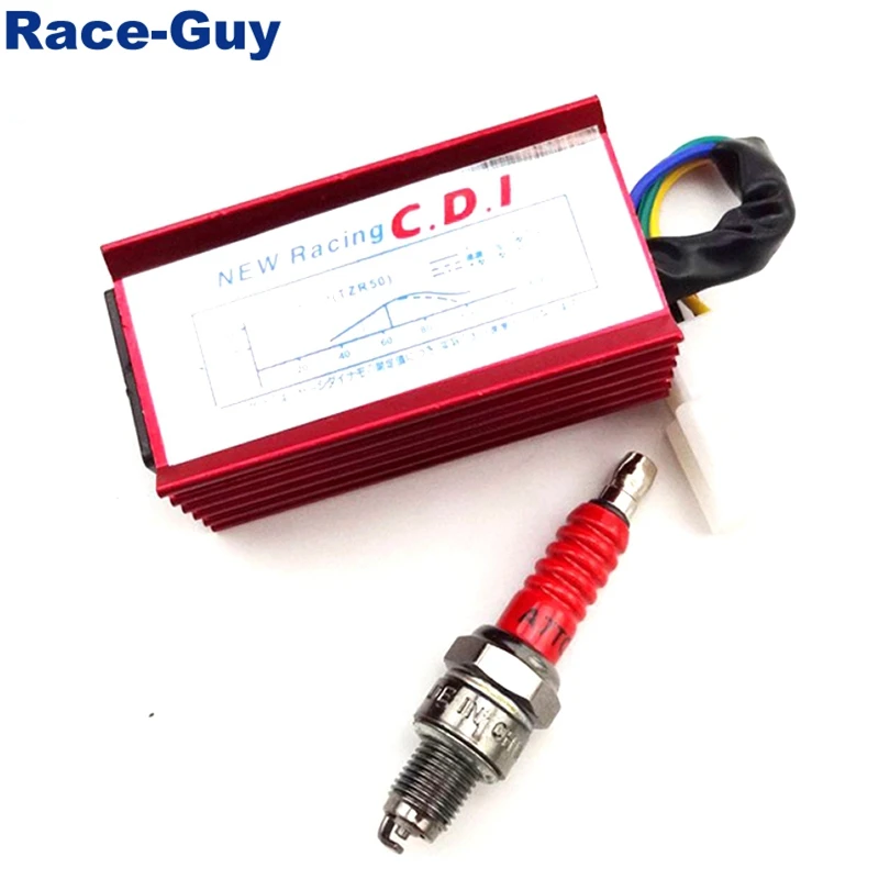 Гоночный 5 контактный AC CDI Box + A7TC свеча зажигания для 50cc 110cc 125cc 140cc 150cc 160cc XR50 CRF50