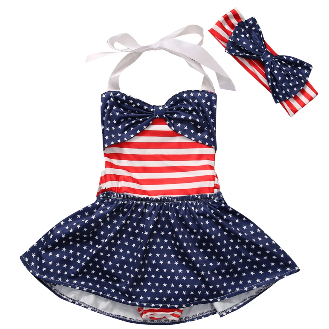 Милая одежда для малышей платье в полоску Лето 2017 г. Девочка купальный костюм