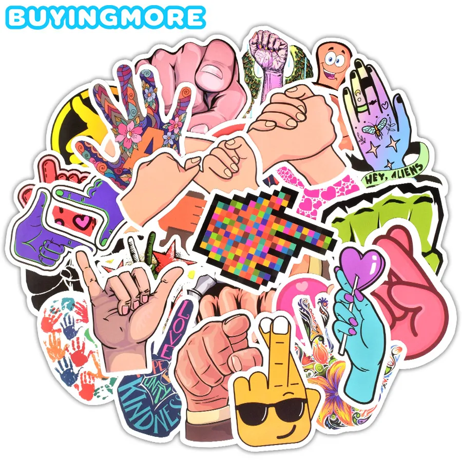 

50 PCS Gesture Sticker Funny Finger Sign Instagram Style Fashion Decoration Stickers DIY for Phone Laptop Guitar Fridge Doorway