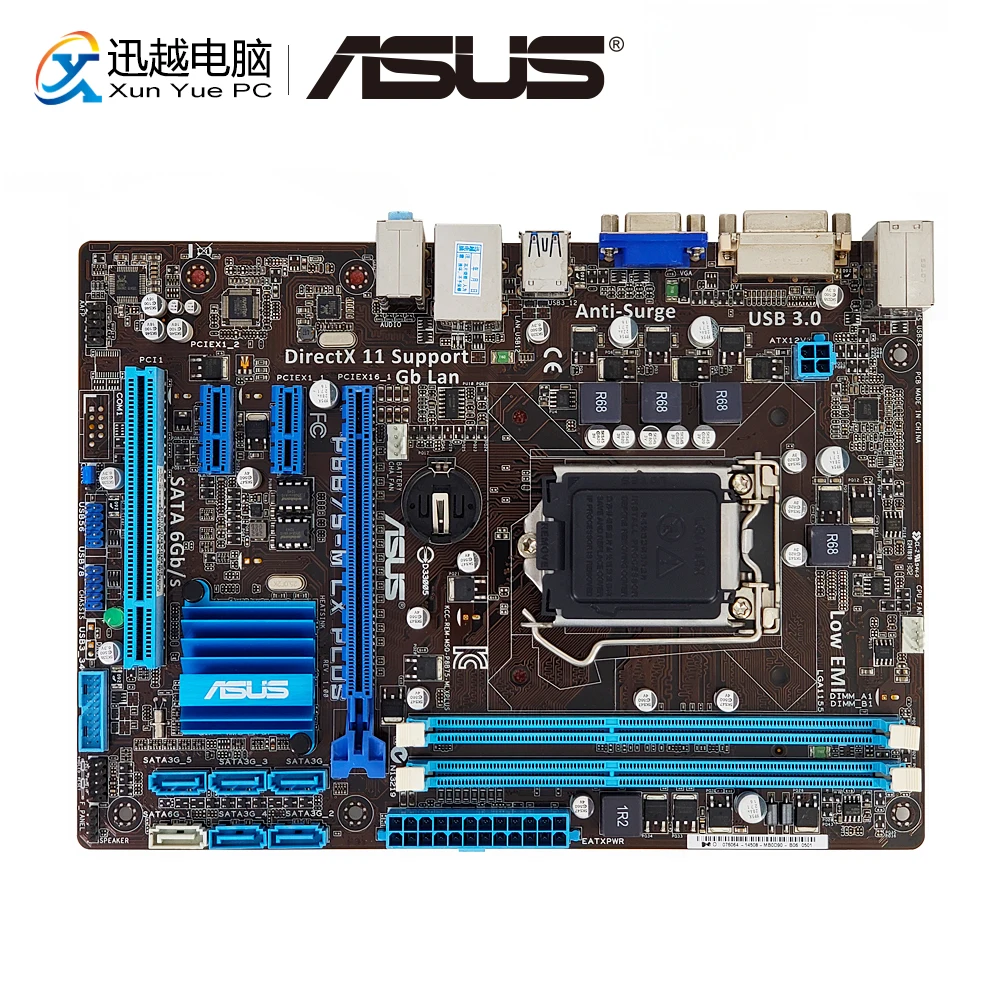 Материнская плата Asus P8B75-M LX PLUS B75 LGA 1155 для i3 i5 i7 DDR3 16G SATA3 USB3.0 DVI Micro-ATX оригинальная б/у материнская плата