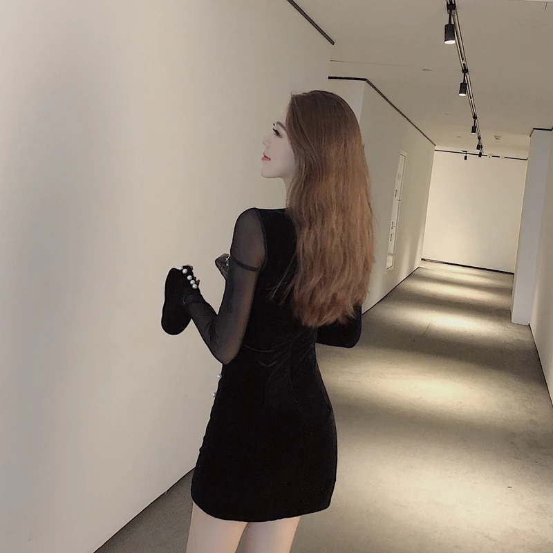 Демисезонный модные брендовые новые для женщин's костюмы Черный bodycon платья