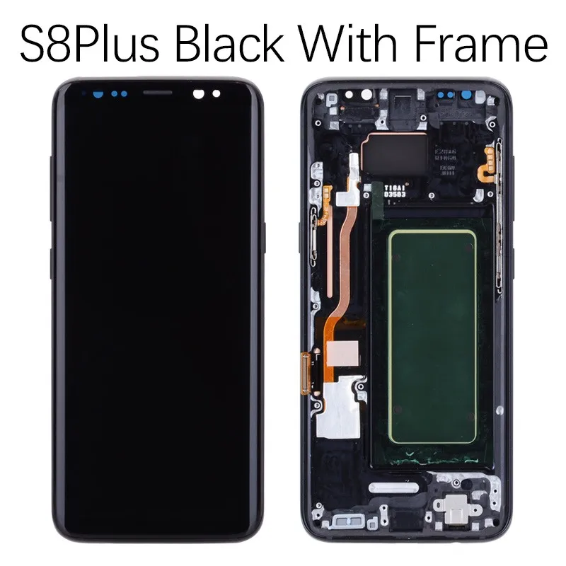 Black Frame S8 Plus AMOLED Дисплей для SAMSUNG S8 S8 Plus LCD в сборе с тачскрином на рамке черный синий Серый Серебряный золотой - Цвет: Black Frame S8 Plus