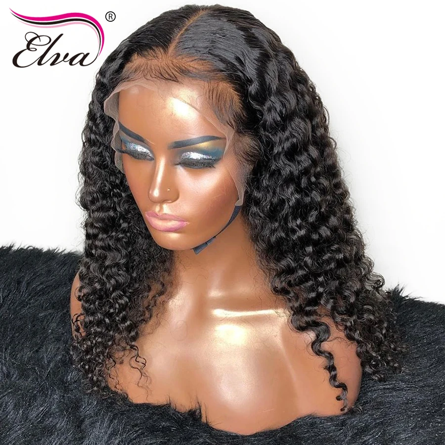 

Fake Scalp Lace Front Wig Deep Parting 13x6 Remy Hair Curly Lace Front Human Hair Wigs For Women With Baby Hair Elva Hair