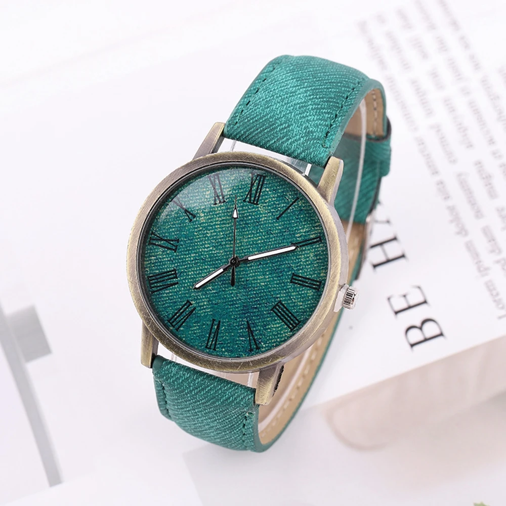Leecnuo Women Quartz Watches Denim Dial Watch Female Luxury Wristwatch Fashion Casual for Ladies Men with Leather Strap | Наручные часы