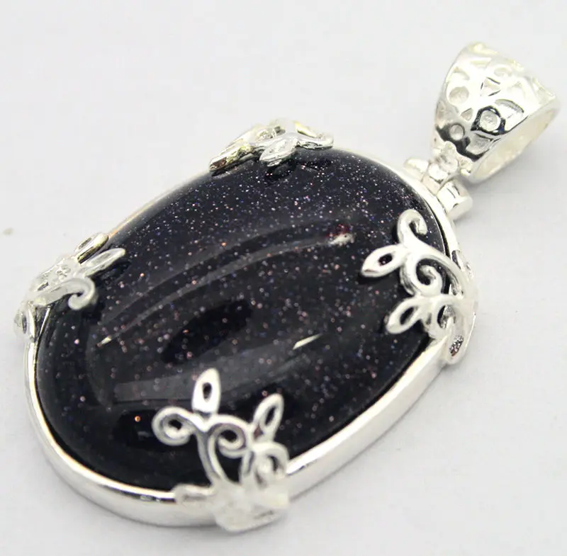 

Vintage 925 Sterling Silver Natural blue sandJADE designed Pendant 35x20MM