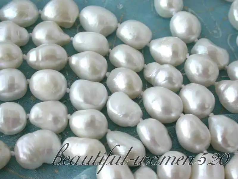 

Z2677 long 100" 15mm baroque white freshwater pearl necklace