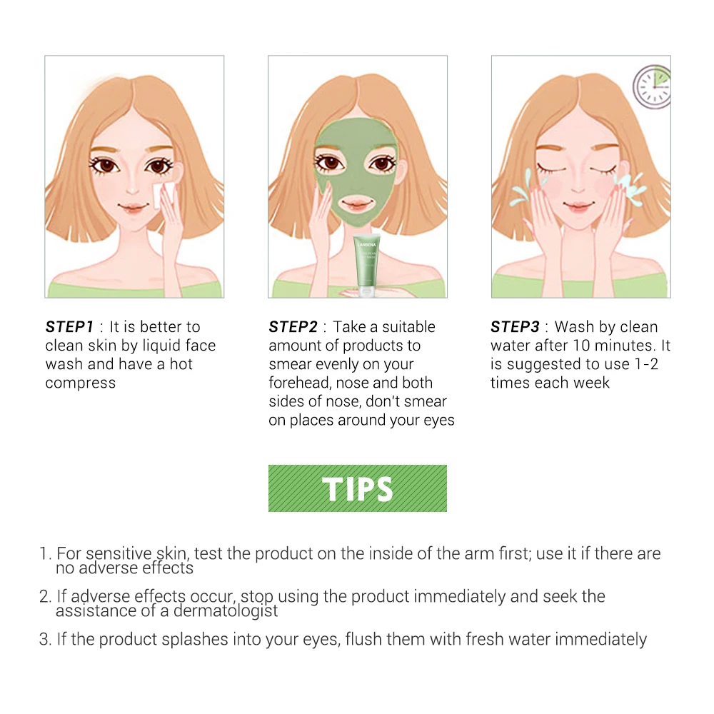 LANBENA Skin Care Mung Bean Clay Face Mask Reduce Acne Marks Nourishing Deep Cleaning Oil Controlling Clean Pores Remove Grease | Красота и
