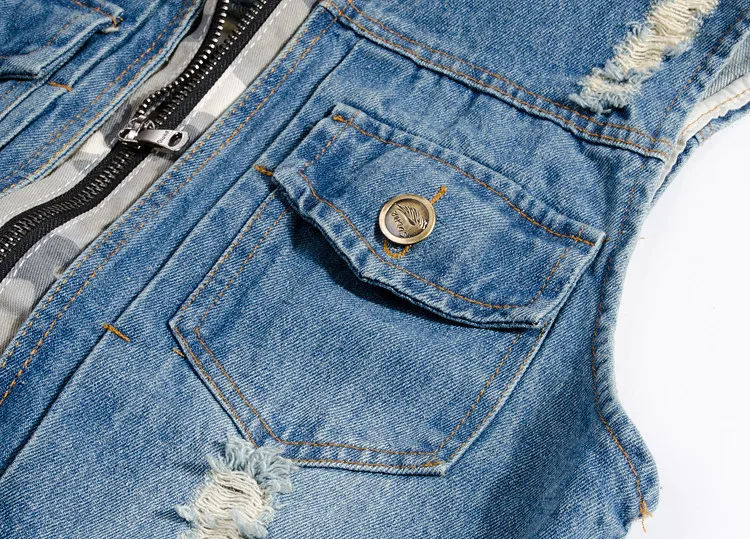 2021 мужские с тонкими отверстиями жилет капюшоном джинсовый куртка для детей в