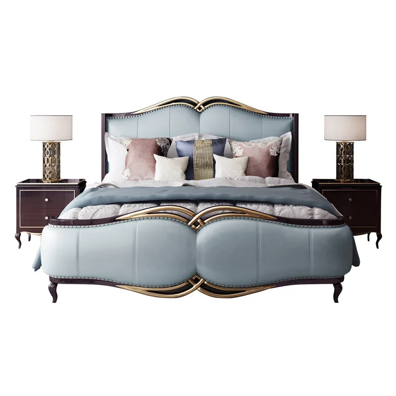 Easyliving 2019 светильник Роскошная стильная кровать из натуральной кожи мебель для