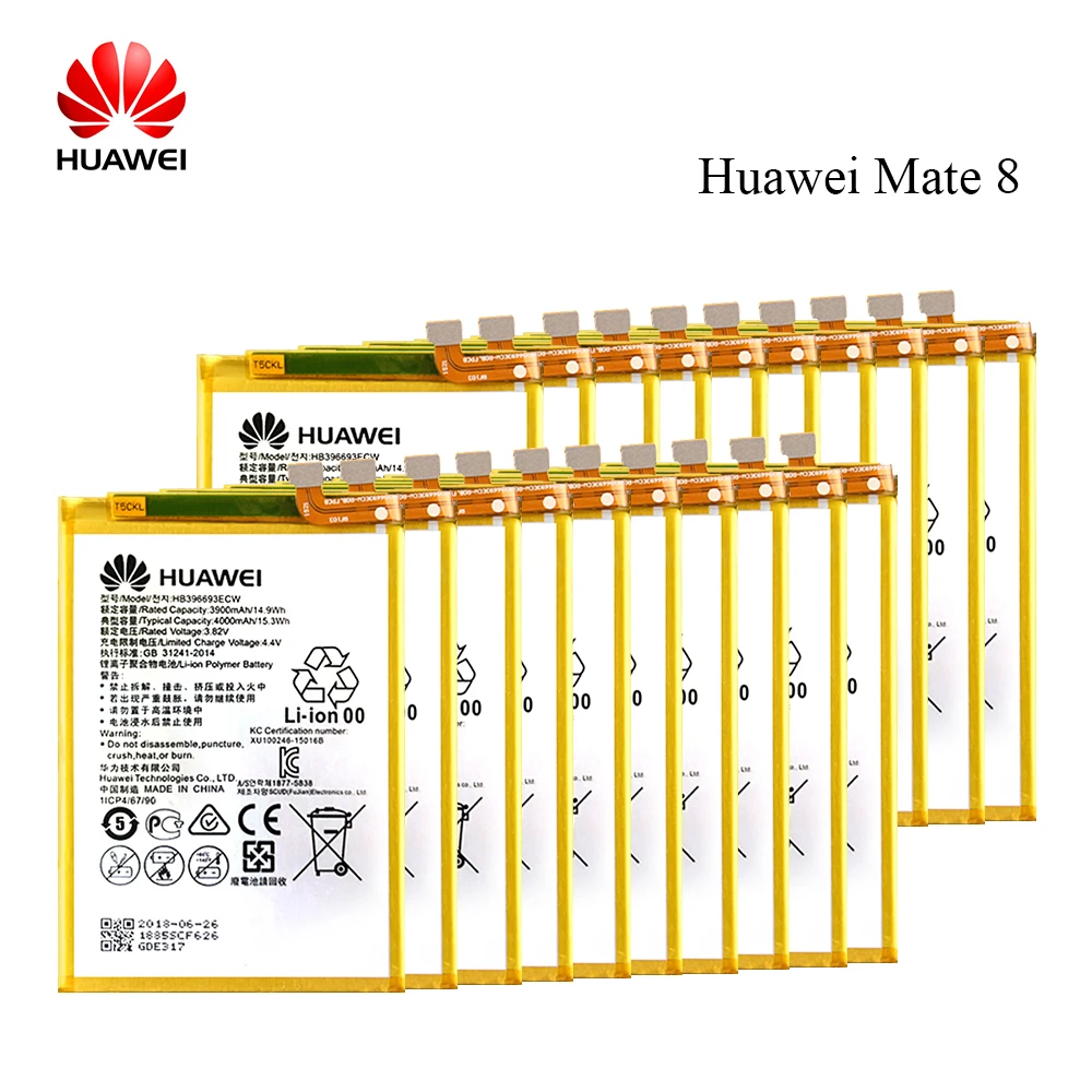 

20Pcs/Lot HB396693ECW For Huawei Mate 8 Battery NXT-AL10 NXT-TL00 NXT-CL00 NXT-DL00 Replacement batteries 3900mAh