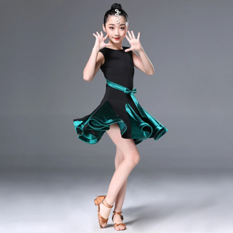 Latin Dance Dress for Girl Competition Ballroom Salsa Kids Rumba Samba Spandex Children Tango Skirt Costume | Тематическая одежда