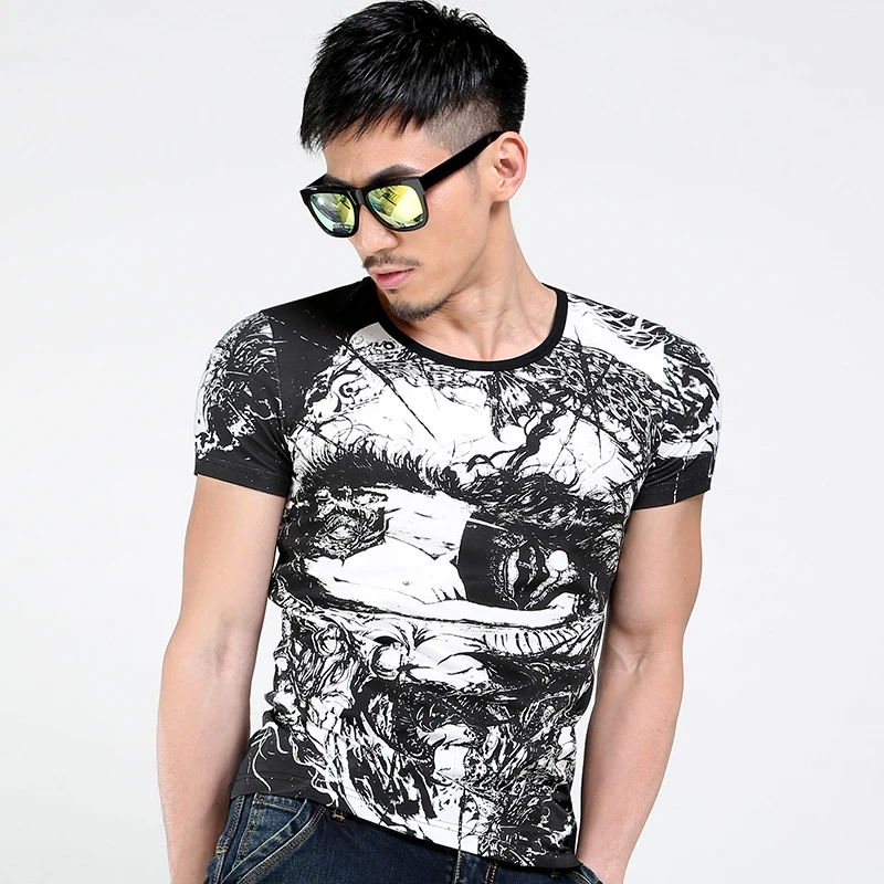 2017 новый модный бренд blue clothing men t-shirt хлопок эластичность мода забавный футболка
