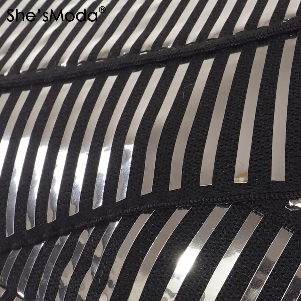 She'sModa Mirro бандаж воротник-лодочка тонкие женские укороченные топы из спандекса