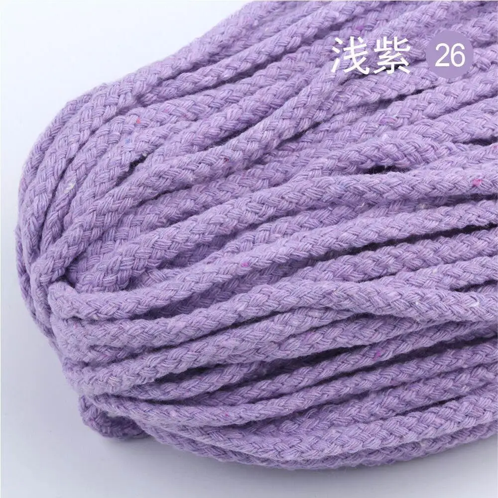 5M Light Purple 5 м/лот, 5 мм, толстый цветной декоративный витой шнур, чистый белый, красный, розовый, зеленый, черный, вязаный шнур, Котон, декоративная веревка - Цвет: 5M Light Purple