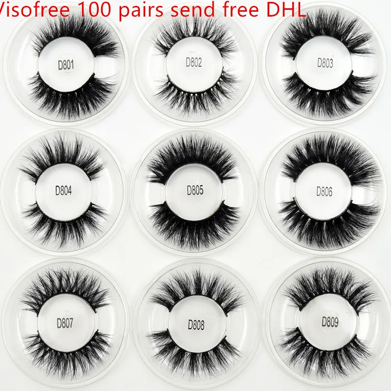 

100 pairs Free DHL Visofree Wholesale 16 styles Mink Eyelashes 3D Mink Lashes Invisible Band False Eyelashes Bandless Eye Lashe