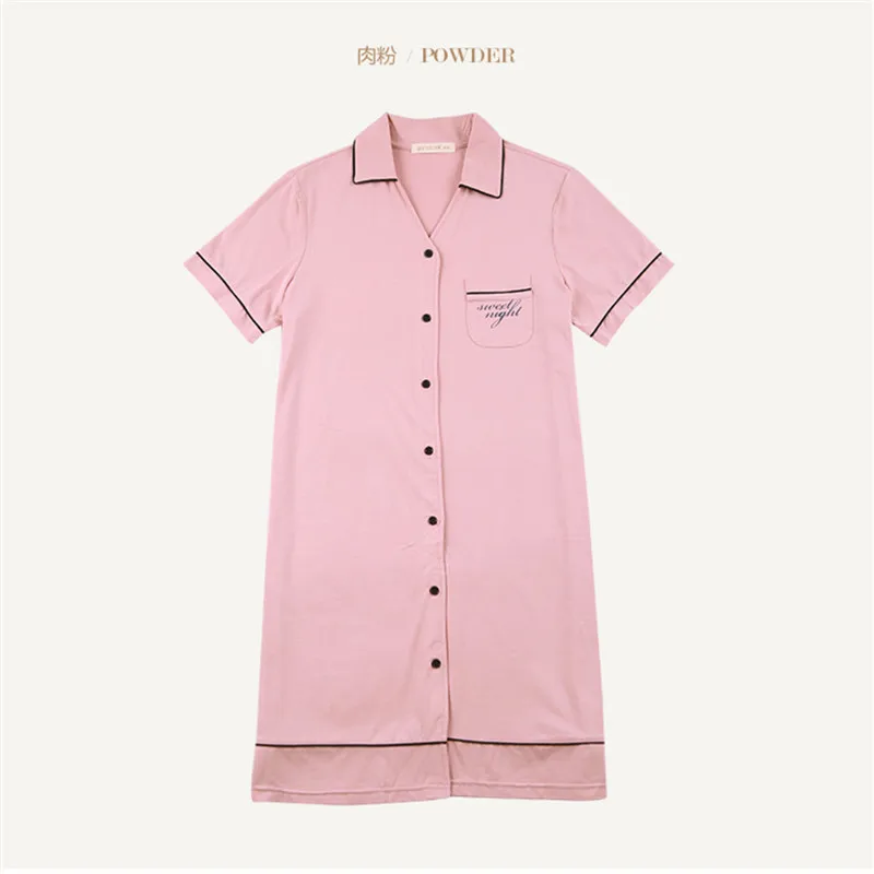 

New Arrivals Plus Size 2018 Summer Women Sweet Letter Sleepwear Cotton Nightgown Pockets Night Dress