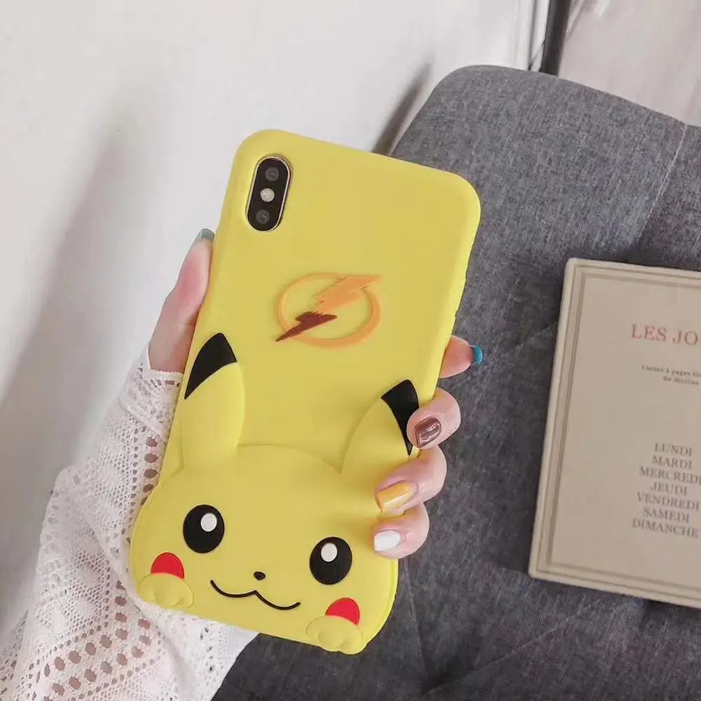Мягкий силиконовый чехол с 3D рисунком Пикачу для iPhone 6 6s Plus X XR Xs Max 7 8 чехлы