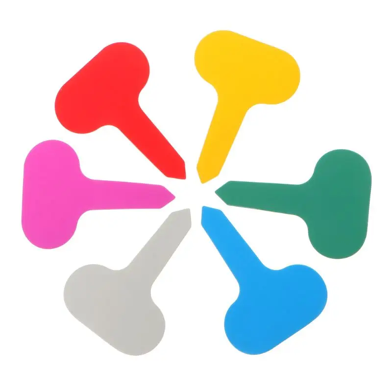 

100Pcs Cute Garden Plant Labels Plastic Plant T-type Stake Tags Markers Nursery Pots Garden Decoration Seedling Tray Mark Tools