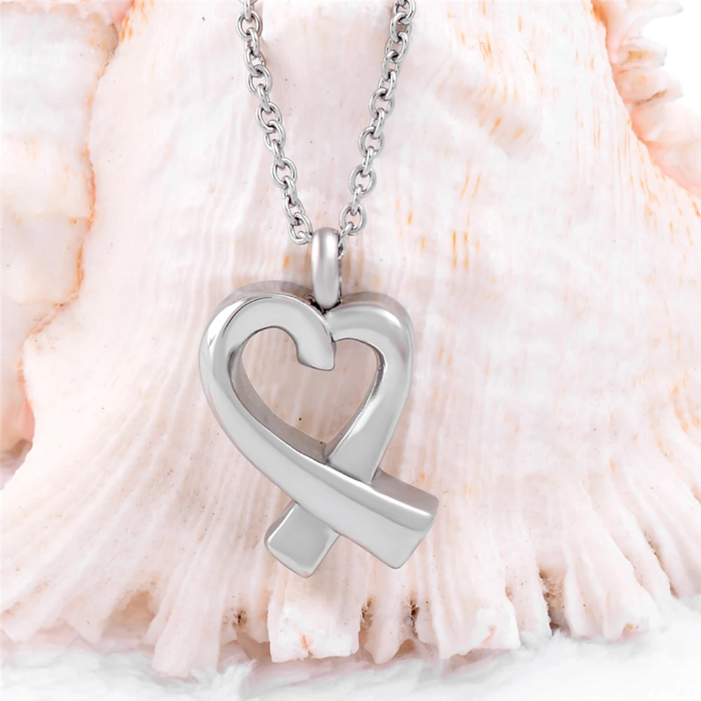 316 L stainless steel Hollow Ribbon Heart Cremation Urn Necklace Memorial Jewelry for Ashes Pendant | Украшения и аксессуары