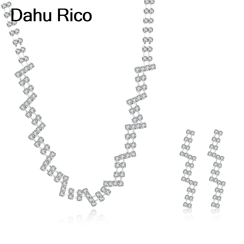 Серебряный цвет viennois colgantes ohrringe bijoux femme ensemble godki jewelry Dahu Rico Свадебный комплект