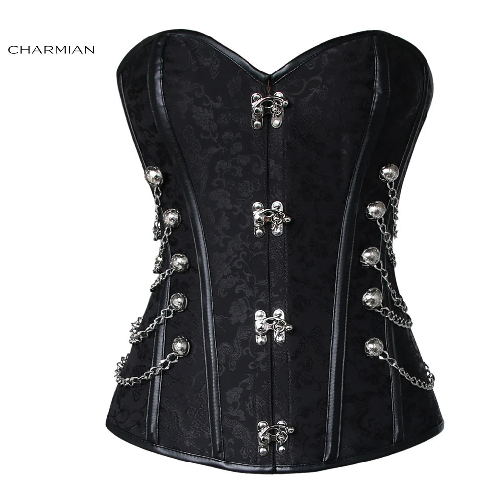 As shown 3 Charmian размера плюс, винтажный стимпанк корсет, спиральный корсет со стальными косточками, корсет, корсет, Espartilhos для женщин - Цвет: As shown 3
