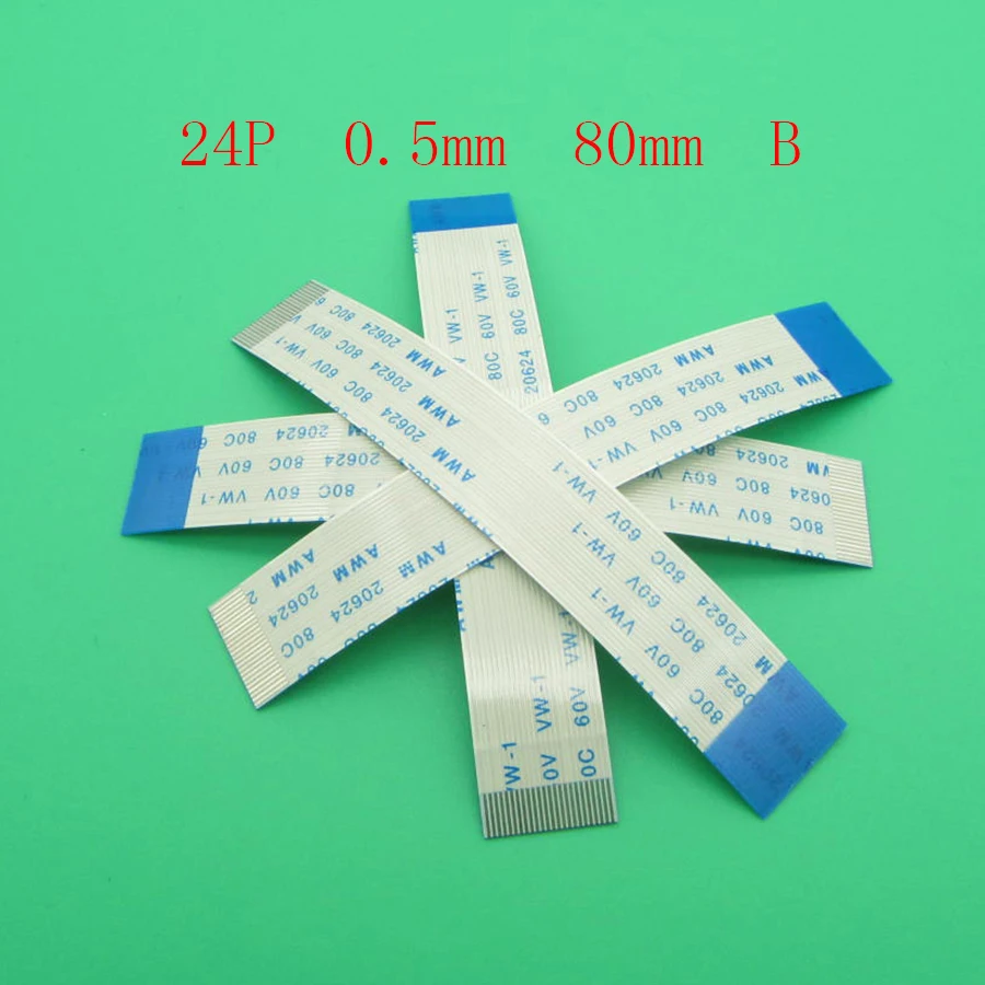 

50pcs/lot New FFC FPC 24pin flat flexible cable 0.5mm pitch 24 pin reverse Length 80mm Width 12.5mm Ribbon 24p Flex Cable