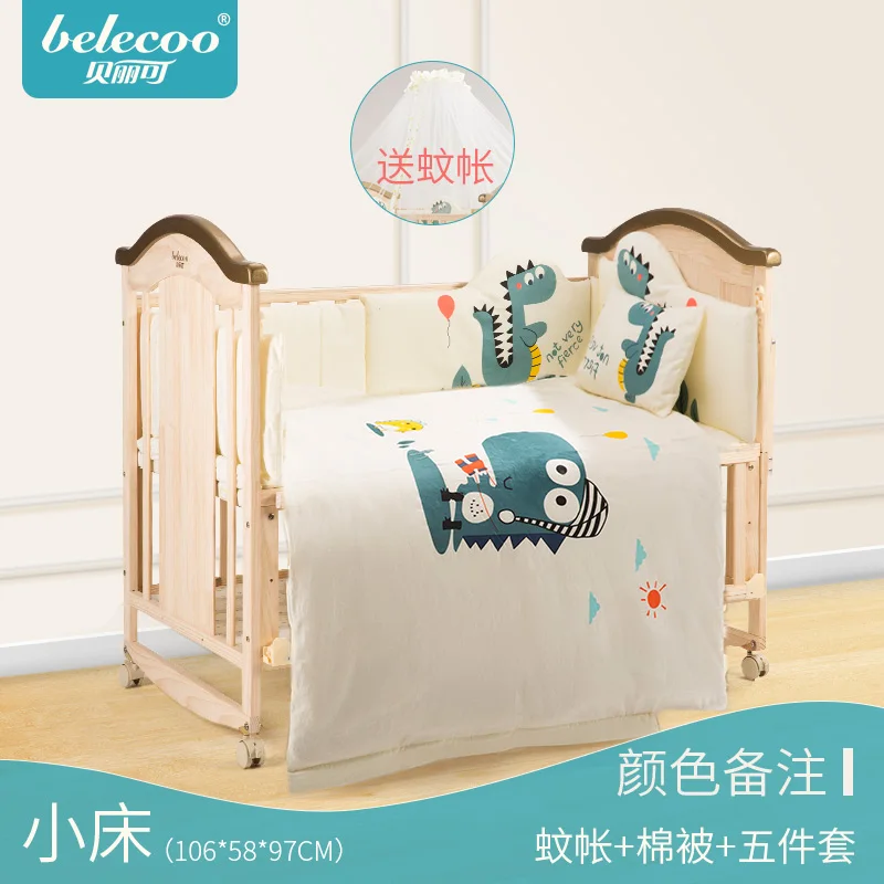 Belleco кроватка детская BB кровать колыбель кровать многофункциональная детская кровать для новорожденного сшитая кровать из цельного дерева многофункциональная переменная парта - Цвет: M